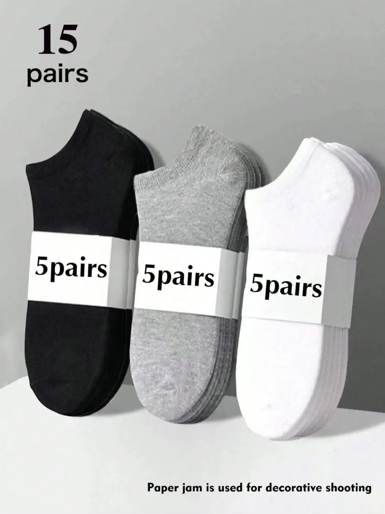 Men's Ankle Socks Plain Socks 15 Pairs Socks Bulk, Summer Comfortable Breathable Low Cut Casual Fashion Socks Daily Wear, Simple Design for All Seasons Menswear