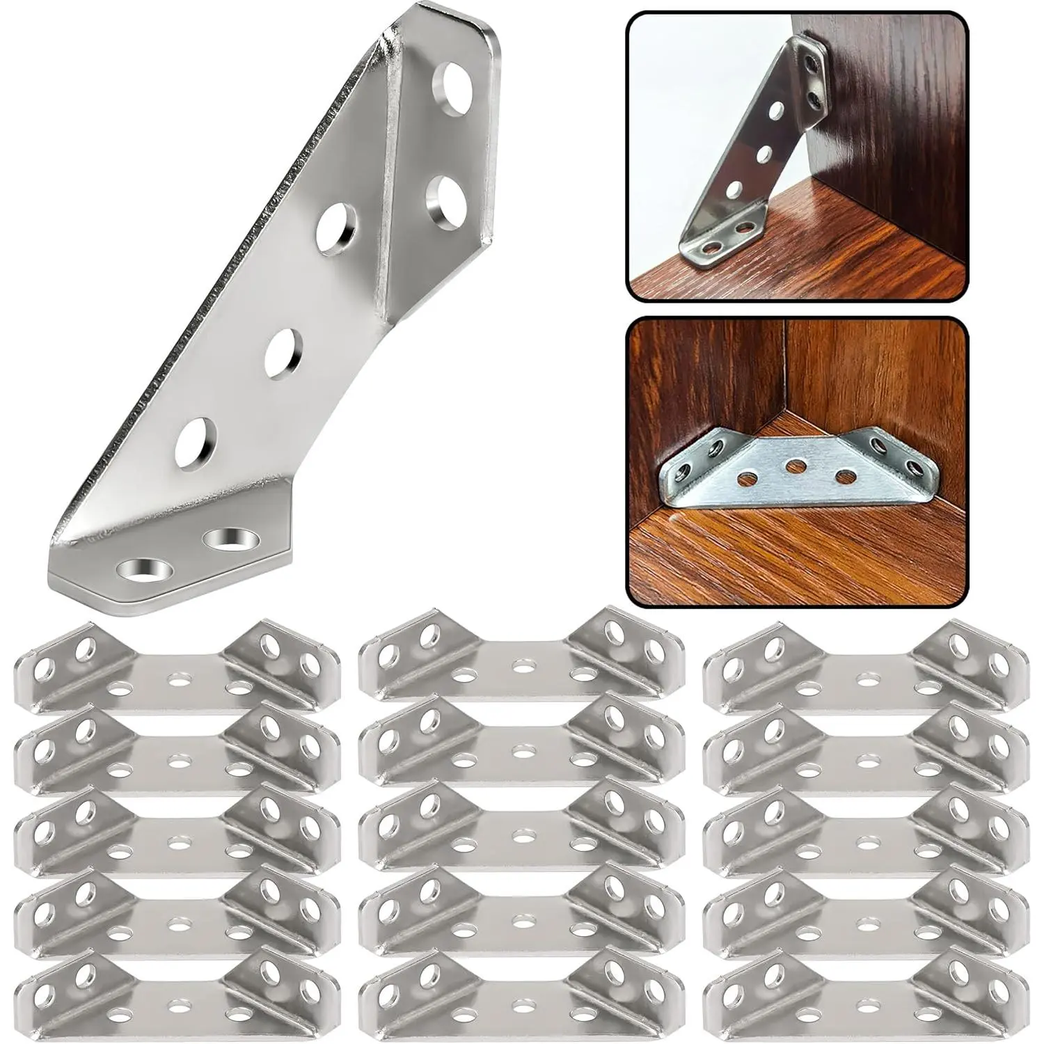 25 count Universal Stainless Steel Furniture Corner Connector Brackets for Bookshelf Wardrobe Shelves  Chair Drawer Cabinet