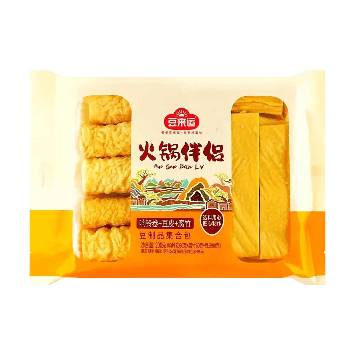 DOULAIYUN Hot Pot Combo Pack 200g - Crispy Tofu Skin Rolls, Bean Curd Sticks & Dried Tofu - Ultimate Hot Pot Dipping Ingredients - Flavorful & Fresh