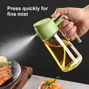 Portable Olive Oil Sprayer Bottle and Pourer, 15.89oz Plastic Kitchen Oil Dispenser, Ideal for Cooking, BBQ, Air Fryer, Baking, Salad, Kitchenware