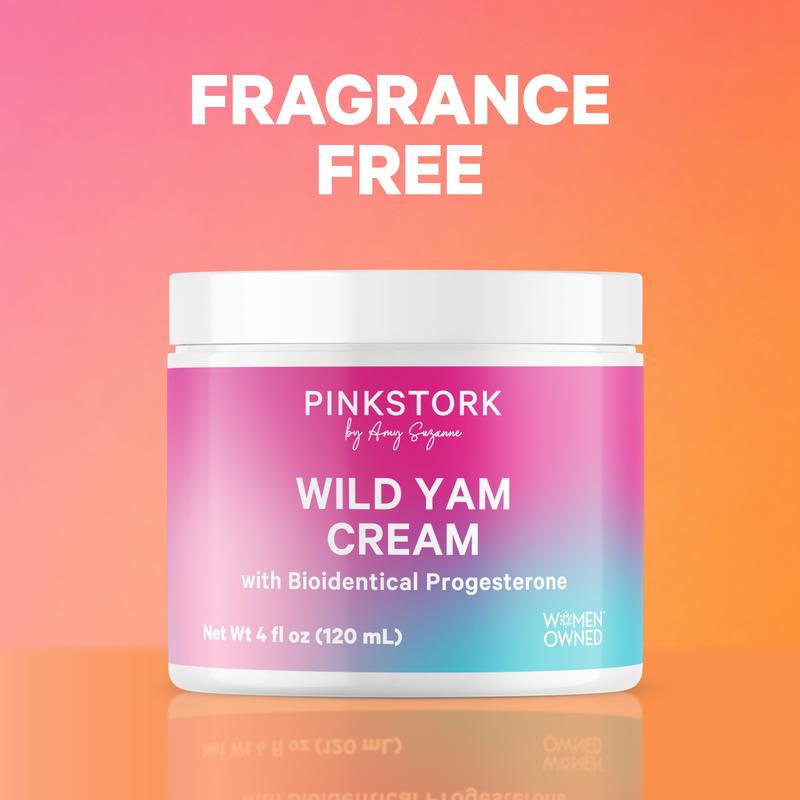 Pink Stork Wild Yam Cream with Bioidentical Progesterone | 4oz | Daily Moisturizer for Normal Skin Women-Owned Brand Gentle Support for Women's Health Moisturizing Skin Cream Moisturizing Lifting Cream