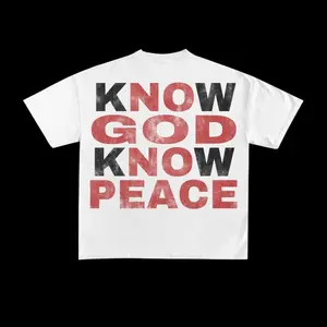 Know God, Know Peace, No God, No Peace Graphic T-Shirt – Faith-Based Inspirational Quote Tee, Religious Casual Wear graphic tees women Crewneck Cotton