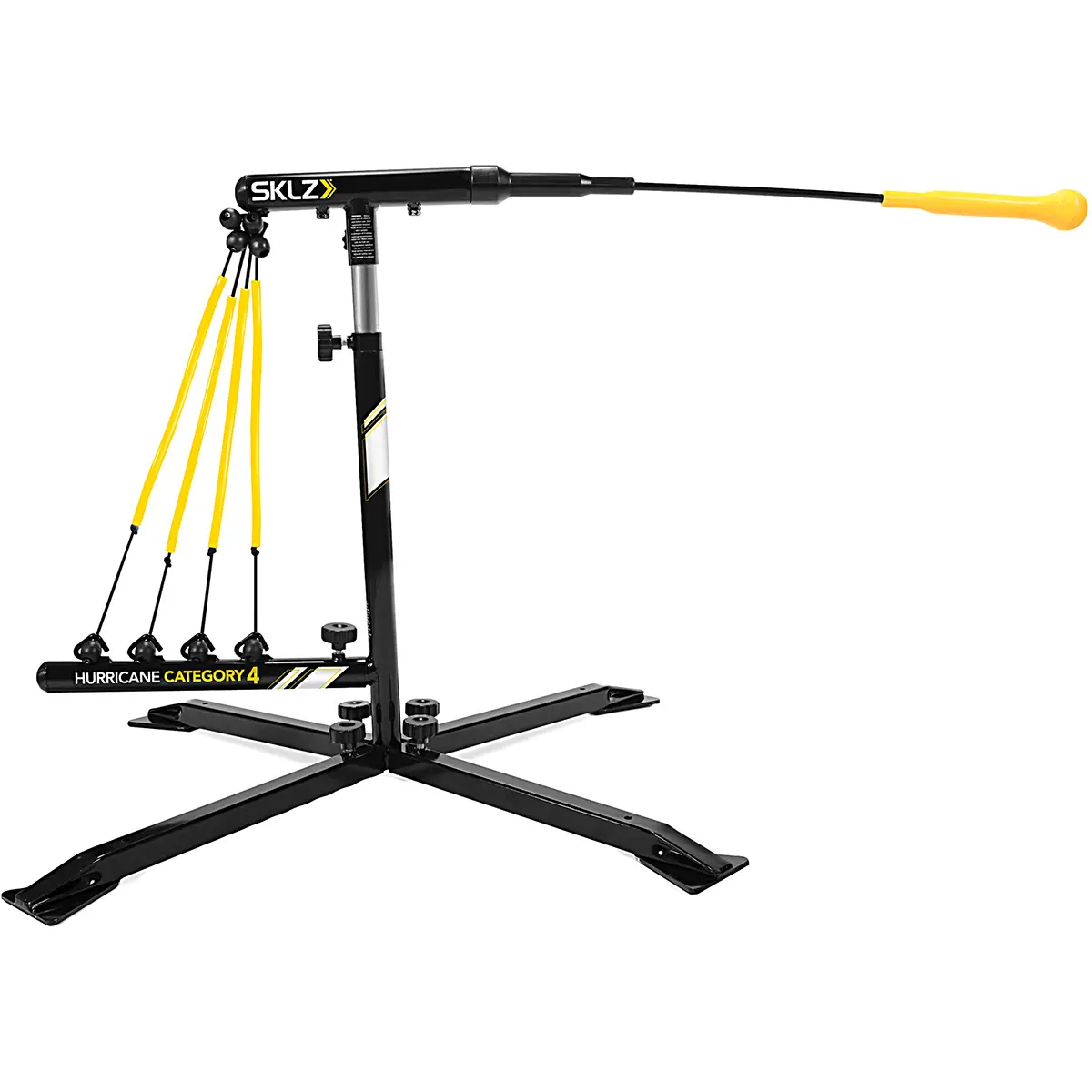 SKLZ Hurricane Category 4 Batting Swing Trainer for Baseball & Softball, Adjustable Steel Frame with 4 Power Bands & High Visibility Head to Improve Power, Includes Stakes, Swing Practice, Adjustable Height