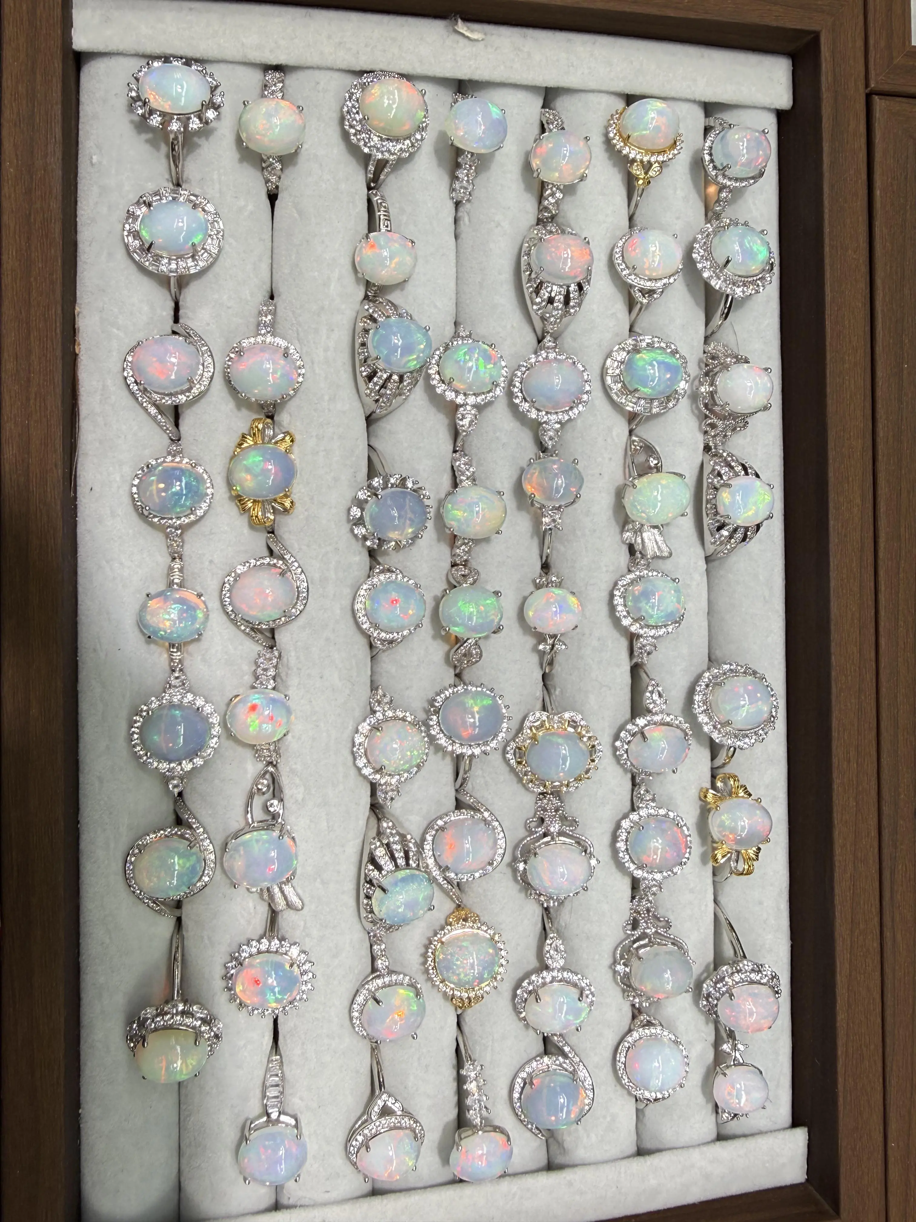 Selina(20488)gc S925 Sterling Silver Rings with Different Styles of Opal Stones