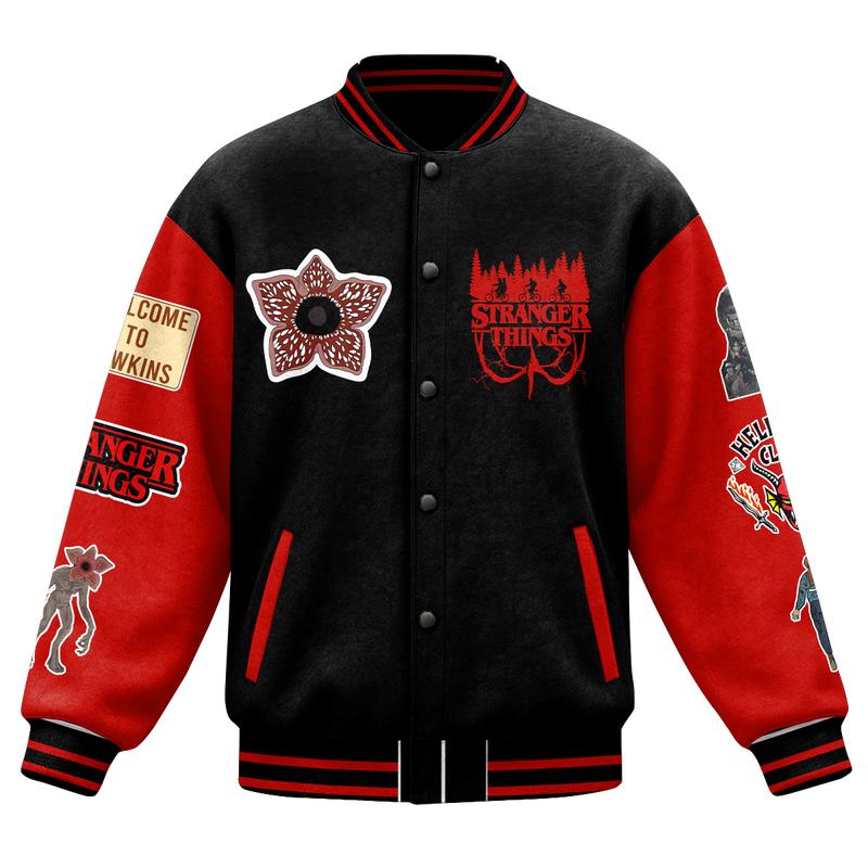Strangger Thinggs 5 Varsity Jacket, Hawkins Horror Movie Bomber Jacket For Men And Women, Button Closure Outerwear, Vintage Winter Warm Gift | 051225.R2255.ID00