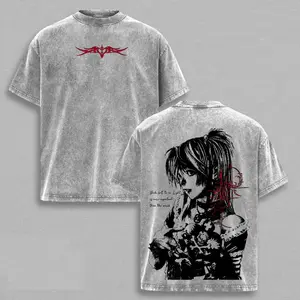 Unisex Misa Amane Death Note Classic Ribbed Apparel - Soft Seamless Vintage Washed Gothic Anime Graphic T-Shirt, Dark Aesthetic Oversized Streetwear Tee