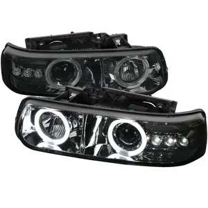 1999-2002 Chevrolet Silverado/ 2000-2006 Tahoe Suburban Dual Halo Projector Headlights (Chrome Housing/Smoked Lens)