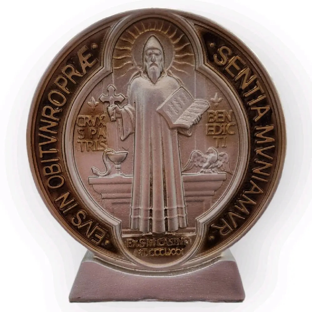 Medalla San Benito Abad 6" Inches Tall 251321-6 For Desk Grey Color Patron Saint Benedict Brand New Religious Decor Medal