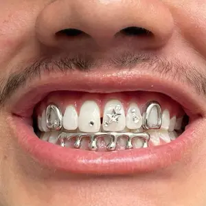 Trendy Star Drop Tooth Jewelry Set, Unique Hollow Out Rhinestone Decorative Retainers, Hip Hop Rap Stage Party Accessories, Easy to Wear, Tooth Gem, Retainer Brace
