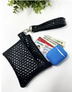 Keychain wallet card holder, Wristlet, ID card holder purse, Zipper wallet, Gift for mom, Gift for her
