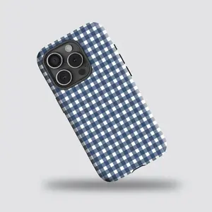 [Must-Have]Blue Stripe Plaid Case, Gingham Collage Case With IPhone 17 16 15 14 13 12 11 Pro Max Plus And Samsung Galaxy S23 S22 S21 S20 Ultra