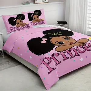 3-Piece Cartoon Girl Bedding Set, Cute Digital Print Duvet Cover, Home Use, Fashionable and Adorable, Perfect for Girls' Rooms
