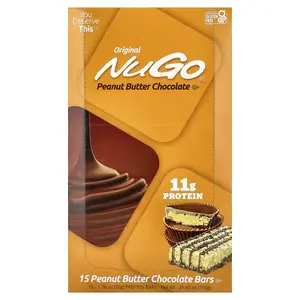 NuGo Nutrition Protein Bars, Peanut Butter Chocolate, 15 Bars, 1.76 oz (50 g) Each