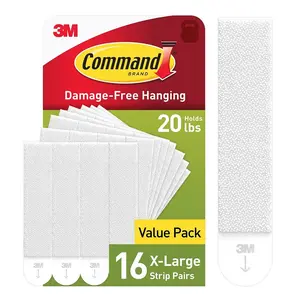 Command 20 Lb XL Heavyweight Picture Hanging Strips 16 Pairs (32 Command Strips), Damage Free Hanging Picture Hangers, Heavy Duty Wall Hanging Strips for Home Decor, White Adhesive Strips 3M