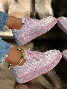 TikTok Viral Traffic-Driving Hit! Luxury Brand Heavy-Duty Full Rhinestone Street Sneakers, Unisex Couple Shoes, High-Quality Heavy-Duty Craftsmanship, Full Rhinestone Bling Upper, Streetwear Head-Turning Essential, Couple Matching Trendy Shoes