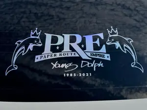 Paper Route Empire + Young Dolph Decal Bundle - 11.5x8 Inch Stylish Car Merch with Squatted Trucks Stickers for Personalization Vehicle Exterior Decoration