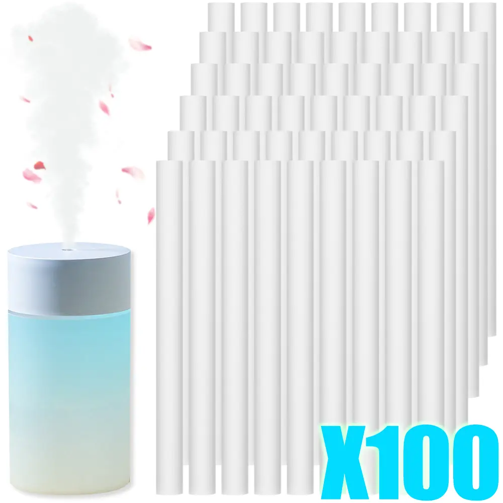 100pcs Bubble-Free Comfortable Absorbent Cotton Filter Refill Sticks, Multi-Size 7x81mm Quick-Absorption Replacements for Portable Personal Humidifiers & Aromatherapy Machines (Home Care Supplies)