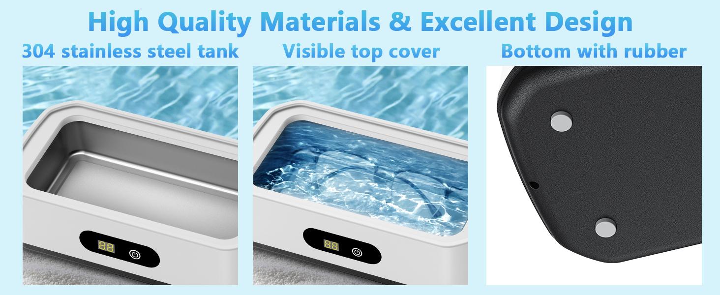 PKBD 2025 Upgrade Large Capacity Ultrasonic Cleaner 50kHz with 5 Modes Timer for Glasses Jewelry Dentures 304 Stainless Steel Tank 40W Engine 650ml Tank