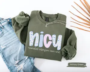 NICU Nurse Short Sleeve T-shirt / Sweatshirt , Neonatal Intensive Care Unit tee, Floral Baby Nurse Gift, Neonatal ICU Nurse Crewneck Unisex