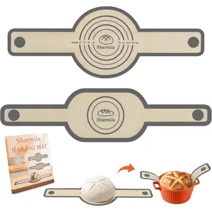 Silicone Bread Sling for Dutch Oven Non-Stick & Heat Resistant 2Pcs Oval and Round Reusable With Long Handles for Transfer Sourdough