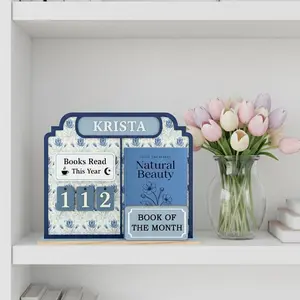 Personalized Floral book tracker sign, reading tracker display, book of the month holder, bookshelf decor, reader gift, book holder gift
