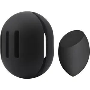 Make Up Sponge with Case, Non-Latex Beauty Sponge with Holder of Premium Silicone for Blending Liquid Foundations Cosmetics, Travel Sponge Holder, Soft and Skin-Friendly - Black