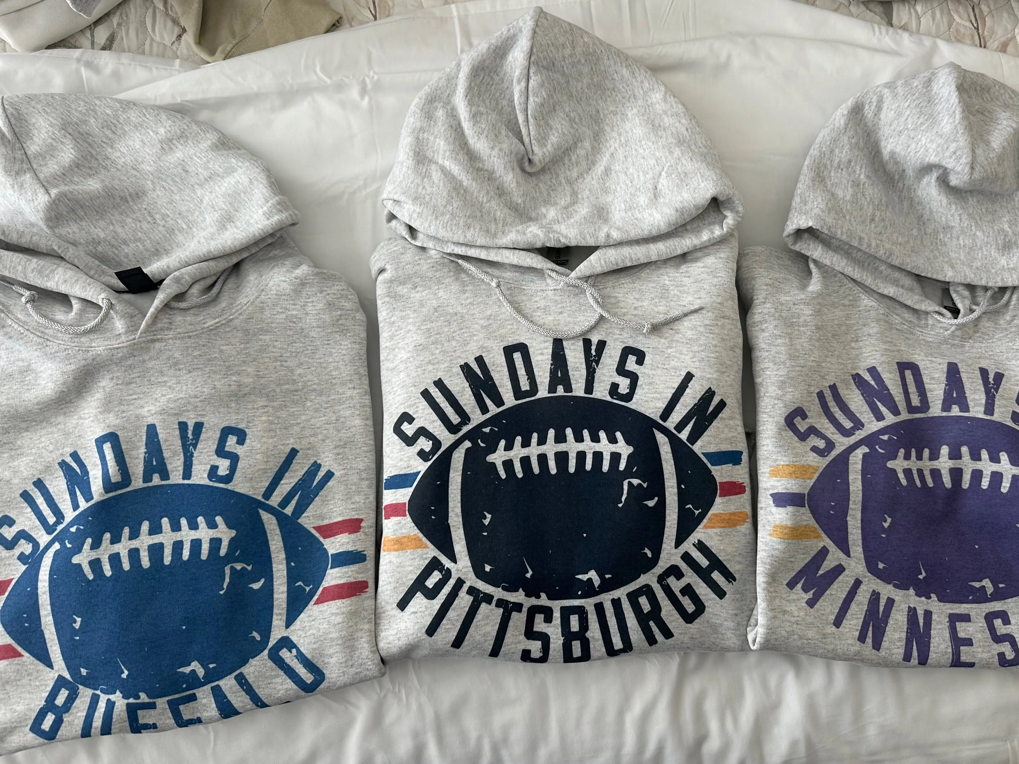 Sundays In Your City Football Hoodie - Ash Gray, S-5XL, 8 oz., 50% Cotton, 50% Polyester - Spandex