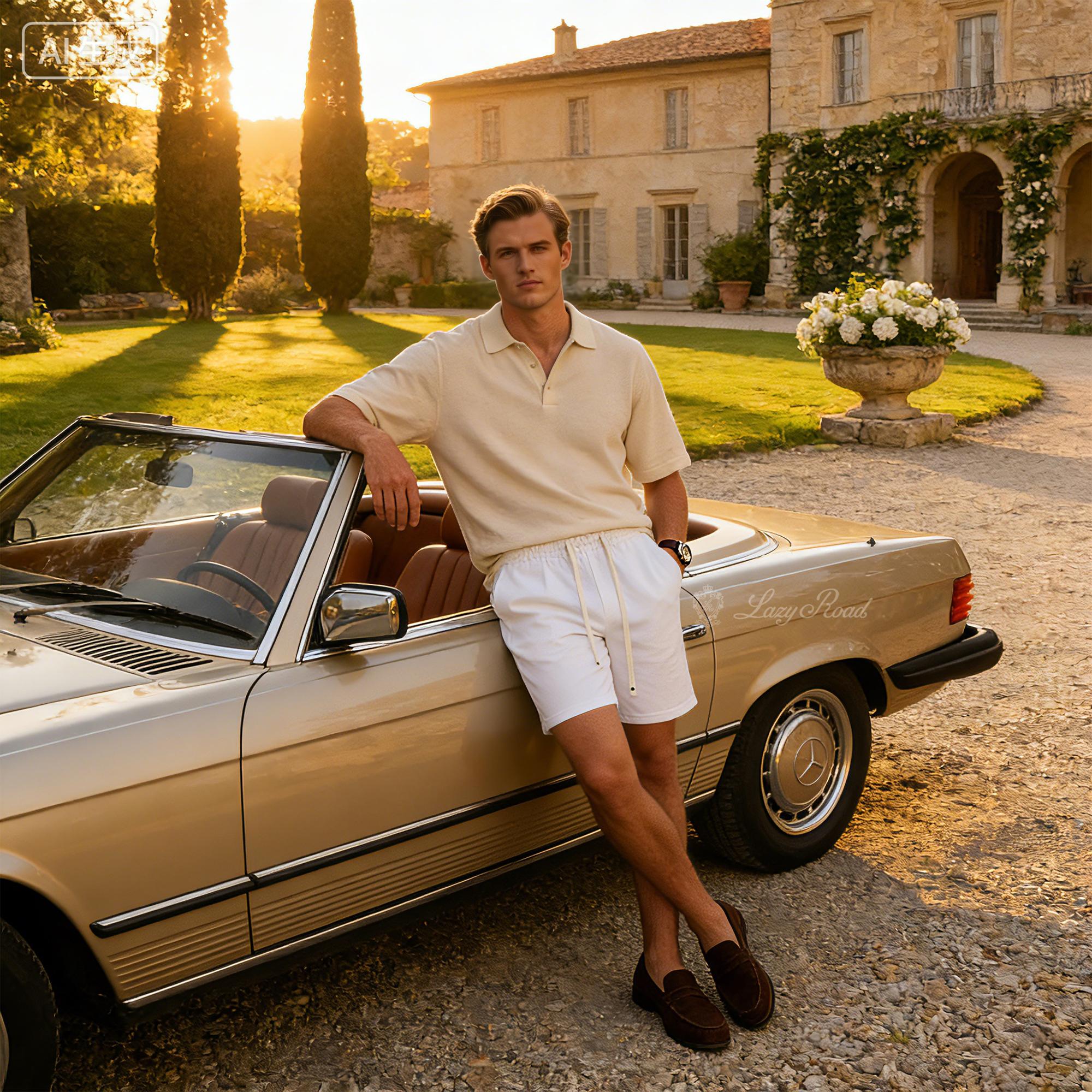 Old Money Casual Sports Shorts: Minimalist, Basic, Loose-Fit Straight-Leg Cropped Shorts-8868