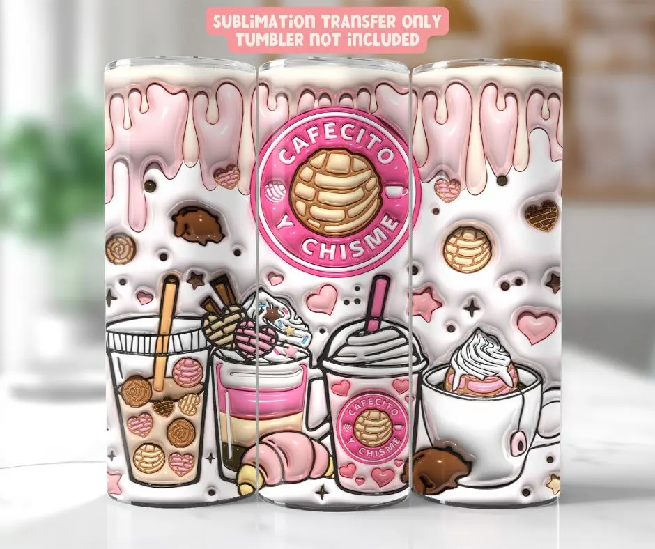 Cafecito y Chisme - 20 oz Tumbler Sublimation Transfer