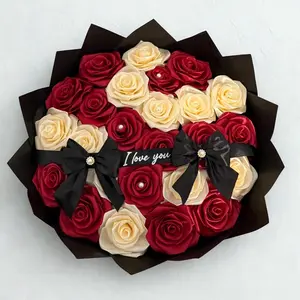 Luxury Mother's Day Eternal Rose Bouquets Handmade with Premium Satin & Silk Ribbons Lasting Forever Gift Decorative Elegant Roses for Special Moments