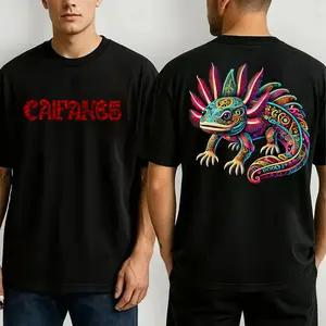 Caifanes Aztec Axolotl Comfort Color Printed Tee Ring-Spun Cotton Soft-Washed T-Shirt Trendy Tops Perfect Gift