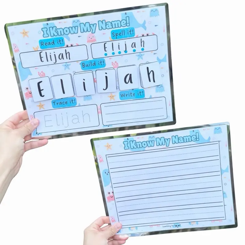 Personalized Laminated I Know My Name Sheet with Velcro Dots for Interactive Learning Activity I Can Write My Name