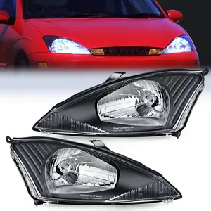 Nilight Headlight Assembly Compatible with 2000 2001 2002 2003 2004 Ford Focus Headlamps Replacement Black Housing Clear Reflector Upgraded Lens Driver and Passenger Side