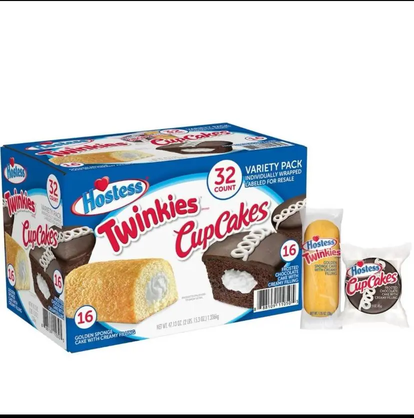 Hostess Twinkies & Cupcakes 16 Twinkies & 16 Cupcakes Individually Wrapped, 32 Total  Dessert Snack