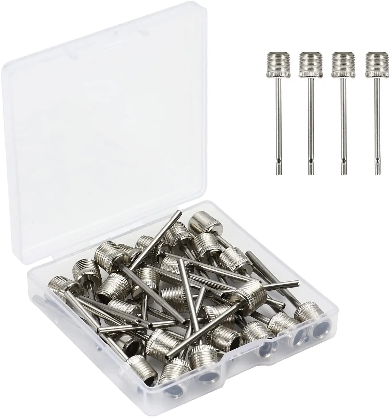 25pcs Air Pump Needle for Football, Basketball, Volleyball, Stainless Steel Ball Pump Inflation Needle with Storage Box, Ball Pump Air Inflating Pin