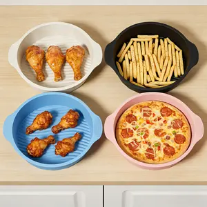 2Pcs 10-Inch Round Silicone Baking Tray, Non-Stick and Easy to Release, High Temperature Resistant, Suitable for Oven and Microwave, Baking Mold for Bread, Pizza and Cake
