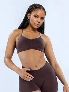 Seamless Backless Bra Strap Set with Chest Pad, V-Shape Crisscross Waist Shorts, Ideal for Indoor Outdoor Fitness Running Yoga Sports, Sports Activewear Set
