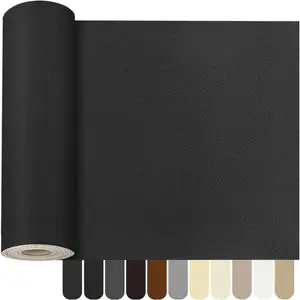 Self Adhesive Leather Repair Patch, 17x90 inch Leather Repair Tape, Leather Patches for Furniture, Vinyl Leather Repair Kit for Couches, Boat Seats, Furniture, (Black)