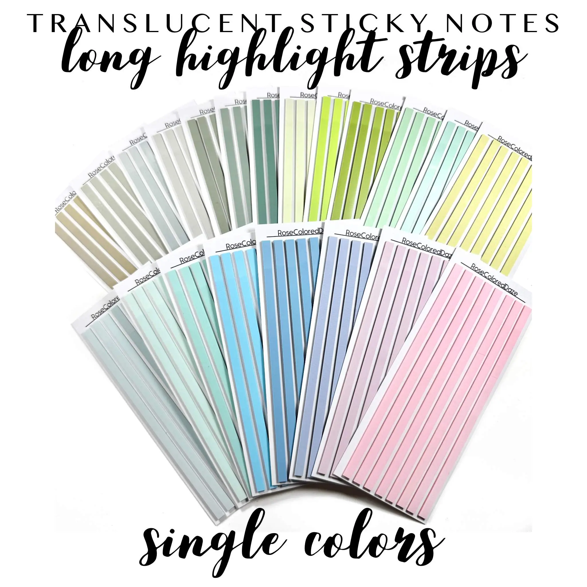 LONG Highlight Strip Sticky Notes - Single Colors