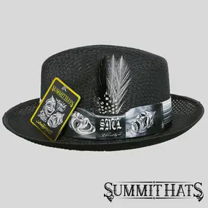Original Smile Now Cry Later Black - Freddy Negrete Straw Lowrider Derby Fedora Collection - Inspired by Tattoo Art
