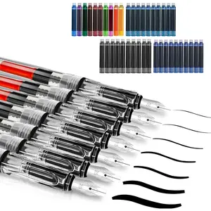 Calligraphy Set, 7 Pcs Fountain Pen with Different Replaceable Nibs and 40 Replaceable Ink Cartridges in 13 Colors for Beginners' Writing and Drawing Calligraphy Kit