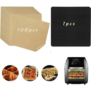 Air Fryer Liners for CHEFMAN 10QT Air Fryer, 100 PCS Unbleached Baking Parchment Paper Disposable with 1 PCS AirFryer Oven Liners Accessories for CHEFMAN 10 Qt Multifunctional Digital Air Fryer