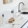 Checkered Dish Drying Mat for Kitchen Countertop Coffee Bar Station Accessories Retro Cute Aesthetic Modern Absorbent Drainer Mat Kitchen Drying Mat Easy Clean Beige 12" x 19" Super Absorbent Anti Slip Backing Durable Versatile Usage