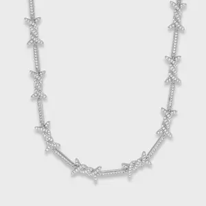Iced Barbed Wire Chain (Silver) - 6mm