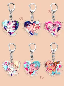 New Hot Korean Cartoon Chibi Keychain, Unisex Backpack Accessory, Luka Ivan Till Mizi Hyuna Sua Heart Shape Role Play Key Ring, Fan Collection Gift