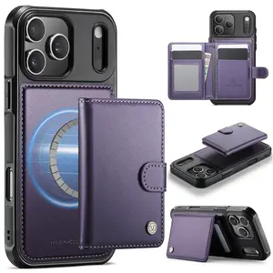 Wallet Phone Case Cover for iPhone 17/16/15/14/13 Pro Max/16 Plus/17 Pro, 3 Card Slots + 2 Wallet Pockets, Cash, Rfid Shielding, Magnetic Closure