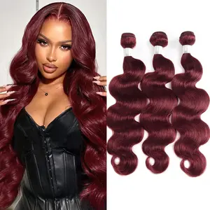 Ishow 99J Burgundy Body Wave Human Hair Bundles 1 3 4 Human Hair Bundles Colored Human Hair Extension Brazilian