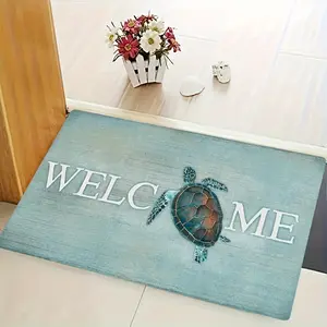 Premium Sea Turtle Welcome Mat Ultra Dense 500G Per Square Meter Flannel Floor Mat Premium Non Slip Backing Durable Machine Washable Decorative Carpet For Entrance Kitchen Bathroom Bedroom Living Room Indoor Home Decor set absorbent water