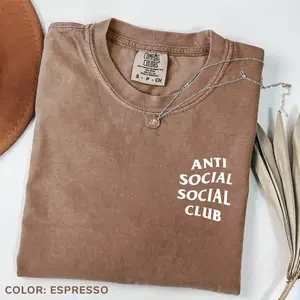 Comfortable Anti Social Club Shirt, Soft Cotton Crewneck Shirt for Men and Women, Gift for Him or Her, Neutral Fashion Casual GARMENTARY