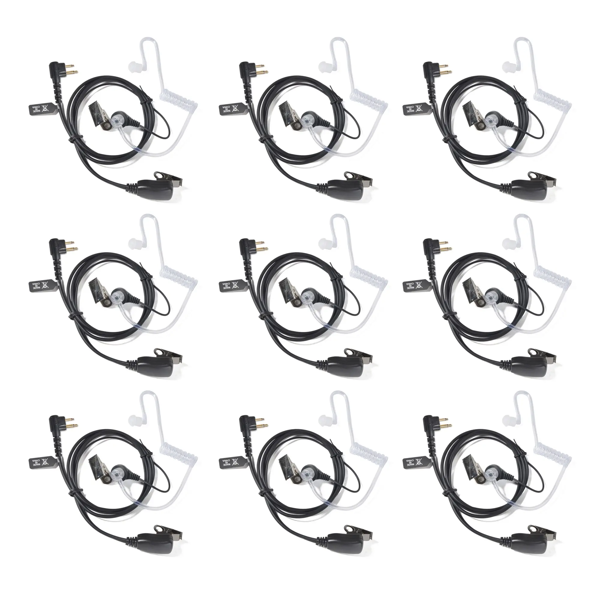 YNIBST 2-Pin Walkie Talkie Earpiece with Air Acoustic Tube for Motorola Radios CP200D CP200 CP185 CLS1410 BPR40, Covert Surveillance Headset PTT Mic, Mushroom Earbud for Police Security and Law Enforcement Use(9-Pack)